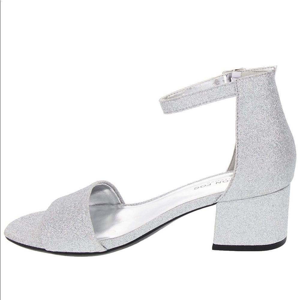 London Fog Block Heel Sandal sz 8 Silver NEW # bag 8-YY - Picture 5 of 11